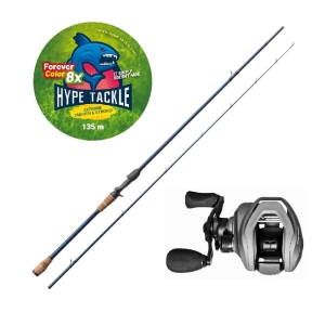 Hype Tackle H5 2.13m Up To 80g 2cz Cast Set + Hype Tackle H5 120LH RIGID 8.1:1 Multiplier + Hype Tackle WP8 Red Fluo 0.20mm 15.5kg 135m FEC