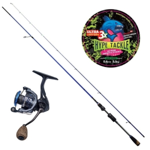 Set Hype Tackle H2 UL 2,05 m Bis zu 5,5 g 2 Stück + Hype Tackle H2 2500 + Hype Tackle ULG 3X Dunkelgrün 0,06 mm 3,7 kg 100 m