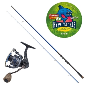 Set Hype Tackle H2 Target Zander 2,51 m Bis zu 35 g 2-teilig + Hype Tackle H2 4000 + Hype Tackle WP8 Red Fluo 0, 15 mm 11,4 kg 135 m FEC