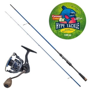 Set Hype Tackle H2 Target Zander 1,98 m Bis zu 28 g 2 Stück + Hype Tackle H2 3000 + Hype Tackle WP8 Red Fluo 0,15 mm 11,4 kg 135 m FEC