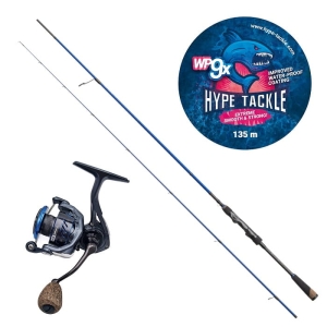 Set Hype Tackle H2 MLF 2,30 m 3-15 g 2-teilig + Hype Tackle H2 2500 + Hype Tackle WP9 Black 0,10 mm, 6,5 kg 135 m