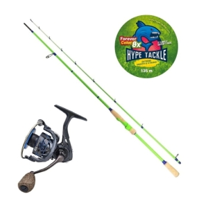 Set Hype Tackle Fresh 2,44 m 7-35 g 2-teilig S + Rolle Hype Tackle H2 4000 + Hype Tackle WP8 Green Fluo 0,15 mm 11,4 kg 135 m FEC