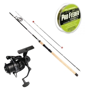 Set Kraken Black Pearl Feeder 3,30 m 40 g 2+3 Teile + Kraken Black Pearl Feeder 4500 V2 + VDE-Robinson Pro Feeder Schnur 0,225 mm 230 m
