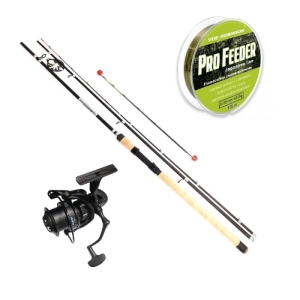 Set Kraken Black Pearl Feeder 3,60 m 150 g 3+3 Teile + Kraken Black Pearl Feeder 5500 V2 + VDE-Robinson Pro Feeder Schnur 0,260 mm 230 m