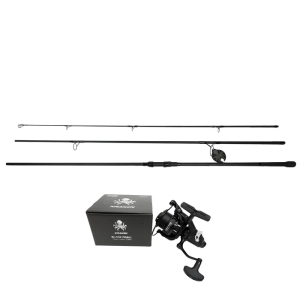 Set: Kraken Black Pearl Carp Rute 360 cm 12 ft 3 lbs 3-tlg. + Kraken Free Runner 4500 Freilaufrolle