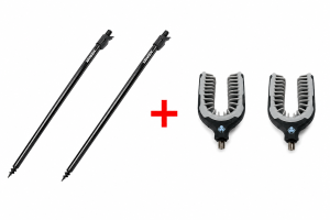 Set: 2x Bankstick KRAKEN Black Pearl 75–125 cm + 2x Rutenhalter KRAKEN Black Pearl Butt Rest