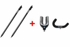 Set: 2x Bankstick KRAKEN Black Pearl 75–125 cm + Rutenhalter KRAKEN Black Pearl Butt Rest + Rutenauflage KRAKEN Black Pearl Front Rest EVA