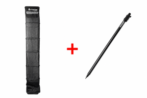 Set: Setzkescher KRAKEN Black Pearl Fishing Net 3 m + Bankstick KRAKEN Black Pearl 75–125 cm