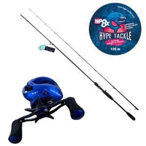 Komplettes Baitcast-Set | Hype Tackle H1 271 cm 10–50 g + Hype Tackle H2-150LH 6.3:1 + Hype Tackle WP8 Geflochtene Schnur 0,15 mm 135 m Dark Grey