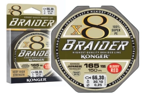 BRAIDER X8 0,25 mm 150 m 30,1 kg BLUTIG ROT
