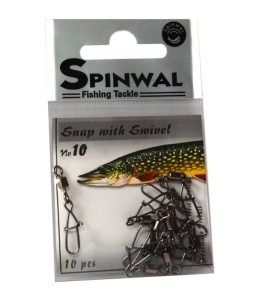 Karabiner Spinwal z Angelwirbelem nr.10 20kg 10pcs.